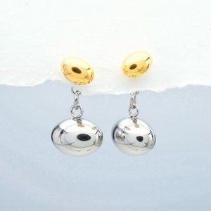 Two-Tone Beans Silver 18K Gold Plated Earrings